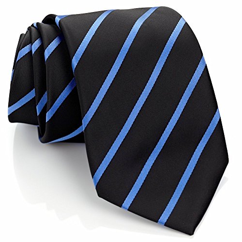 Scott Allan Collection Classic Stripe Black Tie for Men | Ties for Men Black and Blue Necktie | Corbatas Para Hombre Elegantes