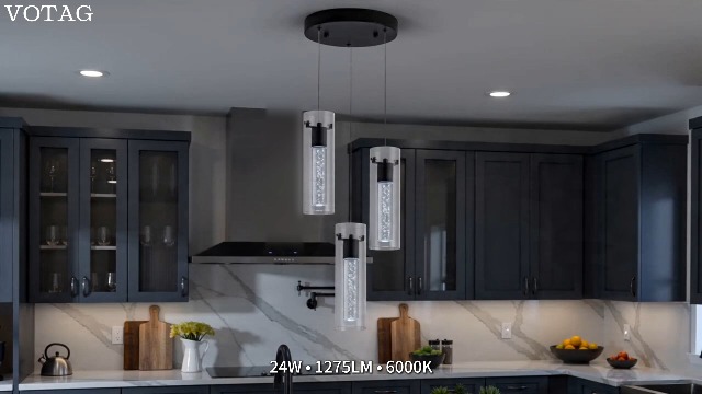Image of Kitchen Lighting Pendant,Modern Pendants with Black Finish,3 Light