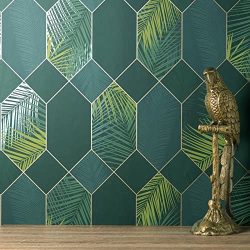 Papier peint d'architecte Miami 2021 Tropical GEO Emeraude Fine Decor - 5
