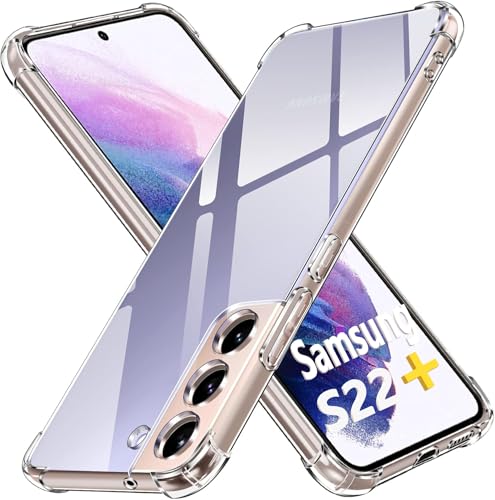 Image of Lustree Back Cover Transparent Case Compatible with Samsung Galaxy S22 Plus | Clear + TPU Case with 4 Corner Air Cushion Protection & Camera Protection | Slim& Stylus Cover