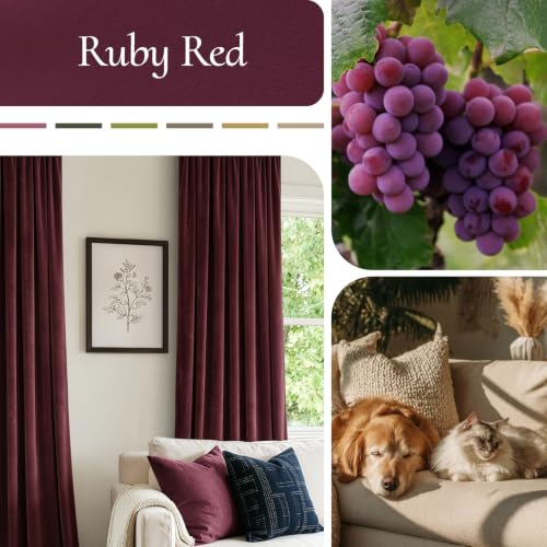 Image of MIULEE Ruby Red Blackout Velvet Curtains Drapes 108 Inch Long 52 inchx108 inch
