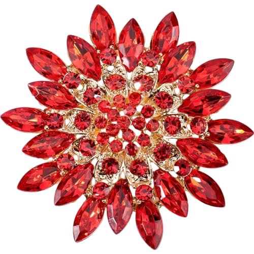 craspire Rosen-Brosche, Kristall-Strass, Rote Blumen, Dekorative Broschen Aus Legierung, Für Damen, Hochzeit, Brautbankett, Cocktail, Tanz, Party,...