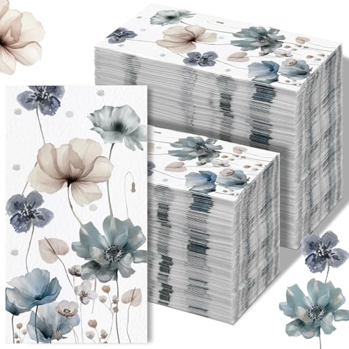 Epakh 200 Pcs Bulk Paper Guest Towels Floral Napkin 2 Ply Disposable Boho Vintage Flower Dinner Napkins Watercolor Spring Decorative botanical Hand Towel for Bathroom Wedding Holiday Party, 7.9 x 4.3