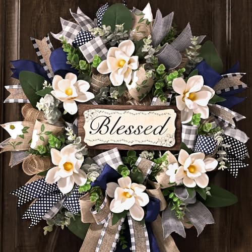 Waipfaru 22 Inch Spring Summer Wreath, Magnolia...