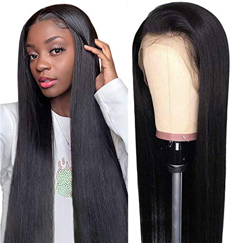 13x4 Lace Front Wigs Human Hair Straight Lace Front Wigs for Black Women Pre Plucked with Baby Hair, 150% Density Brazilian Virgin Human Hair 28 Inch Natural Color