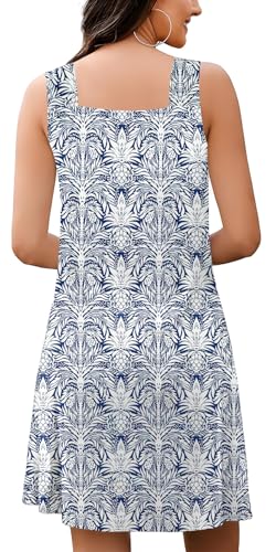 Image of SAUKOLE Summer Dresses for Women Casual Sleeveless Tank Dress Fashion V Neck Flowy Short Sundress