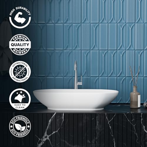 Image of Meta Bathware Premium Oval Wash Basin | Wall Mount Ceramic Sink for Bathroom | Sleek Glossy Finish | Scratch Resistant & Easy Clean | Modern Sanitary Ware for Home & Office (22.5x16x5 Inch)