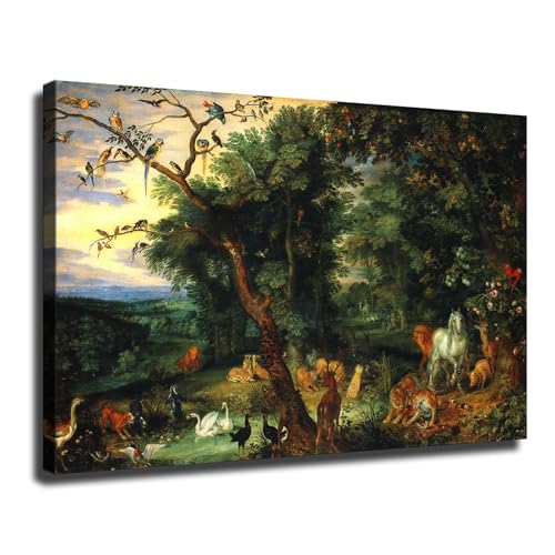 The Garden of Eden in The Background The Temptation By Jan The Elder Brueghel Poster Wall Art for Living Room Bedroom Wall Art Printing Wall Decor Gifts (12x18inch-No Framed)