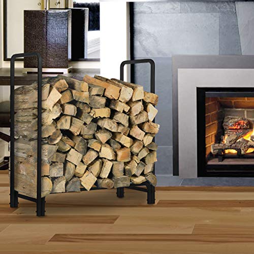 KINGSO 4ft Firewood Rack Outdoor Heavy Duty Fire Wood Rack Firewood Holder Storage Rack Easy Assemble Steel Tubular Log Rack for Patio Deck Storage Stand for Indoor Outdoor Fireplace Tools - Thumbnail 3