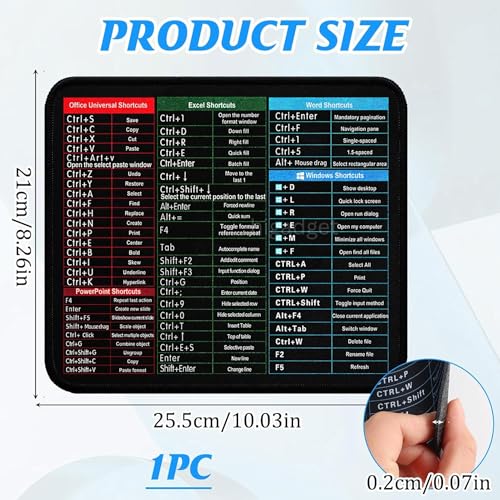 Image of Excel Shortcut Mouse Pad, Comprehensive Microsoft Excel Formulas & Keyboard Shortcuts Cheat Sheet, Anti-Slip Rubber Sole for Data Entry & Office Productivity