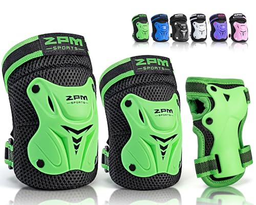 2PM SPORTS Knee Pads for Kids, Wrist Guards Knee and Elbow Pads Set with Drawstring Bag, Protective...