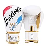 Wesing Sports Classic 10 OZ Boxing Gloves for Women Bagwork Sparring Boxing Gloves (B-White)