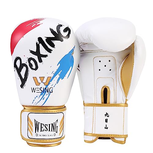 Wesing Sports Classic 10 OZ Boxing Gloves for Women Bagwork Sparring Boxing Gloves (B-White)
