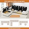 Yihomfy Canapé d’Angle Modulable en L/U 280 cm, 6 Places avec Repose-Pieds Amovible, Rangement, Porte-gobelet,Canapé Profond pour Salon, Meuble de Salon Moderne,canapé Convertible,Beige