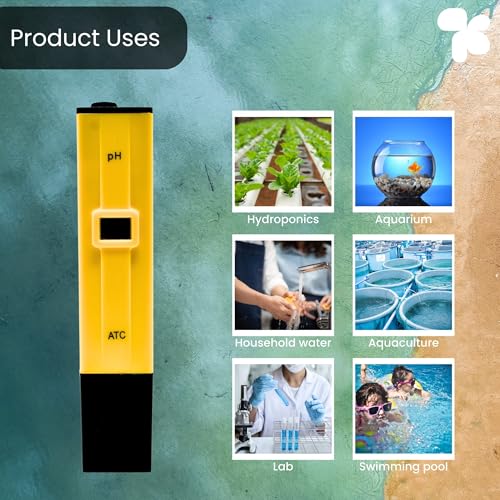 Image of AMPEREUS Yellow Digital pH meter for water testing, soil testing, Water Purity tester for home, commercial, with solution
