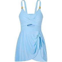 URMAGIC Girls One Piece Swimsuit Cutout Ruched Skirted Bathing Suits for Teens Adjustable Straps Swim Suits Swimwear