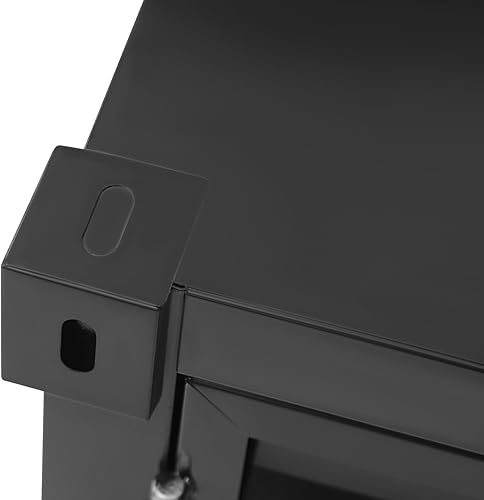 Miniatura 7 de Mesa auxiliar de 2 niveles, gabinete de metal de estilo industrial con cerradura de hierro, mesas auxiliares de hierro multifuncionales para