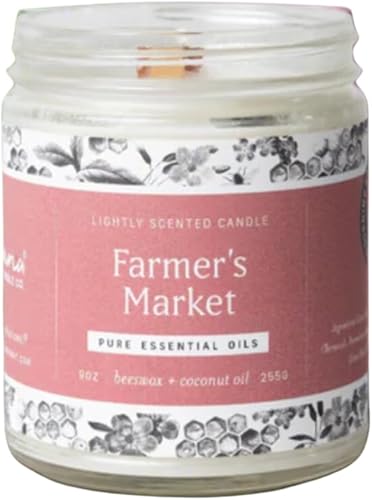 Fontana Candle Company - Vela sin perfume de cera de abejas y aceite de coco de 9 onzas, mecha de madera, no tóxica, largo tiempo de combustión,