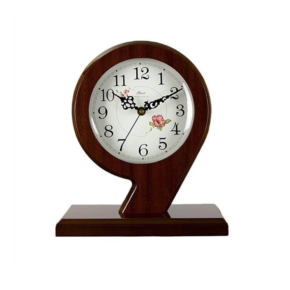 shangguanyun456 Vintage table clock Chinese style Vintage Silent Table Desk Clock Simple Living Room Seat HD Glass Lens for Bedroom Indoor Decoration(Bruin)
