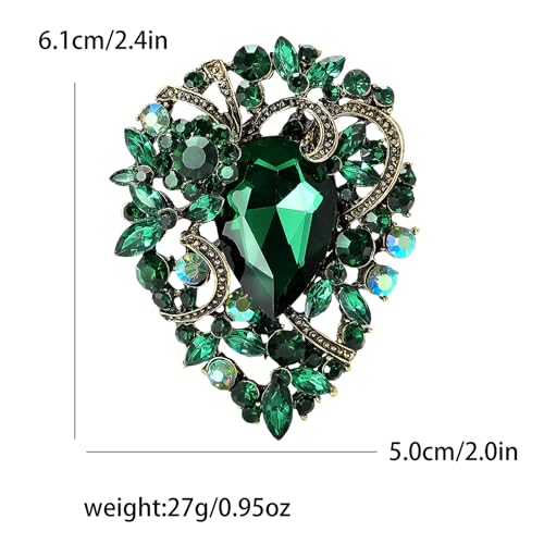 Image of Premium Rhinestone Brooch Pin for Women Big Large Crystal Oval Brooch Lapel Pin Sparkling Red /Purple /Green /Gold /Silver /Black /Blue Crystal Brooch Wedding Bride Bridesmaid Dress Jewelry for Her