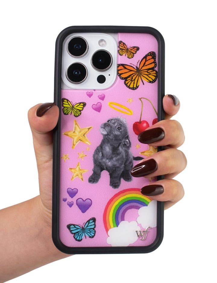 Image of Wildflower Cases - Compatible with iPhone 16 Pro Max | Protective Black Bumper, 6.5ft Drop Test Certified, Women Owned Small Business | Pink Hearts Stars Dog Butterfly Trendy Cute Martin | Puppy Love