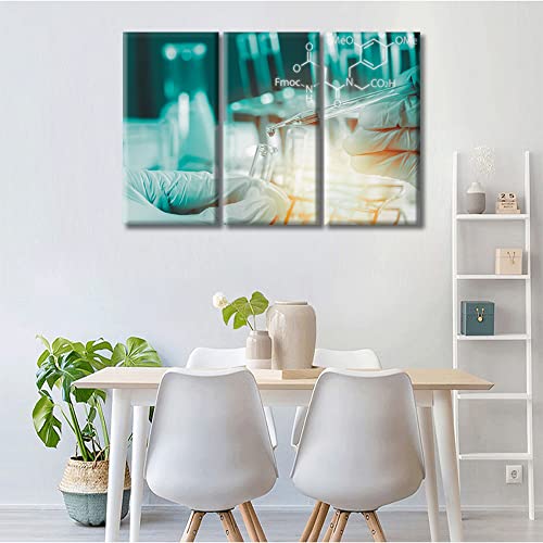 Image of TUMOVO Young Scientist Canvas Paintings Wall Art Home Decor Scientists and Scientific Experiments Artwork Home Decor 3 Pieces Medical Posters and Prints Framed Ready to Hang (42 inch Wx28 H)