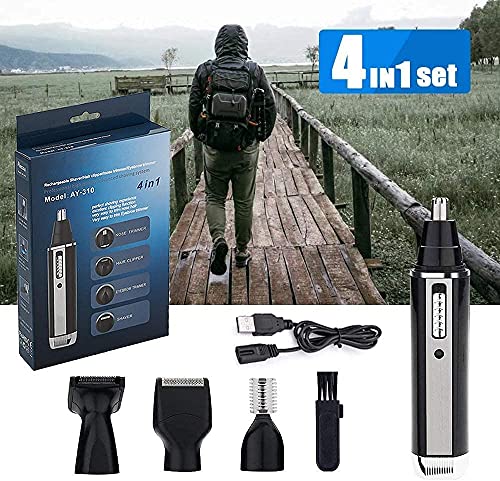 Cleanfly Nasenhaarschneider und Nasenhaartrimmer Herren USB 4 in 1 Set Schmerzloser und Nasen- und...