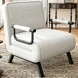 Hawthyhome 4 in 1 Schlafsessel, Schlafsofa mit Bettfunktion, Platzsparendes Gästebett, Relaxsessel mit Verstellbare Rückenlehne, 150 kg Tragkraft, Metallrahmen & Leinen Gray