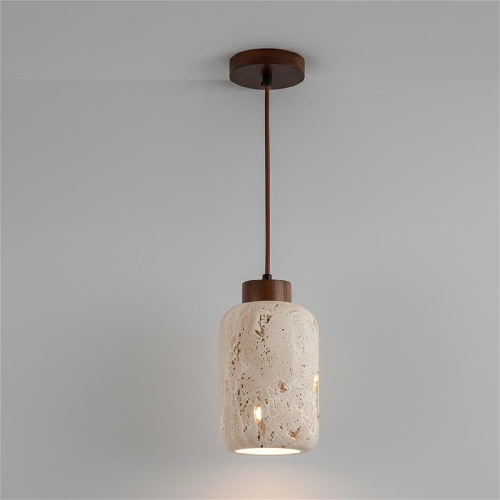 HUAYUSEDF Modern Natural Travertine Cylinder Pendant Lamp Chandelier Hanging Lighting Ceiling Fixture Minimalist Adjustable Cord for Kitchen Island Dining Room Bedroom