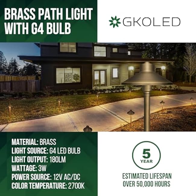 GKOLED Landscape Path Lights China Hat Path Lighting, 6.7 Shade, 20 Tall, 3W 2700K
