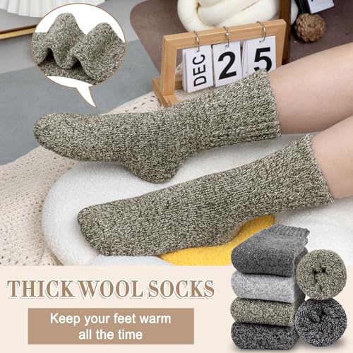 Image of iCamter 4 Pairs Womens Wool Socks - Soft, Thick, Warm Thermal Boot Winter Socks for Gifts