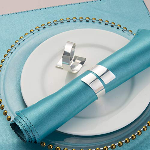 Feyarl 8pcs Napkin Rings Handcraft Dinner Table Napkin Holders Metal Napkin Rings for Wedding Party Napkin Rings Holders Centerpieces Celebration Candlelit Banquet Festival Decoration (Silver)