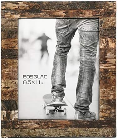 Eosglac Rustic 8.5x11 Wooden Picture Frame, Handmade with Real Birch Bark, Photo Frame Natural