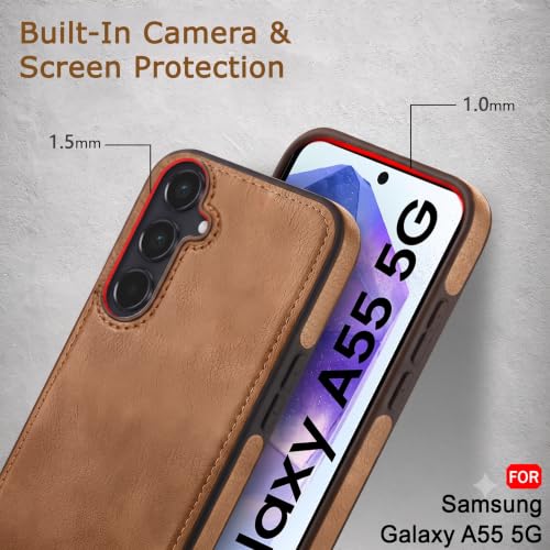 Image of MOBILOVE PU Leather Flexible Shockproof Design Back Case Cover for | Samsung Galaxy A55 5G (Brown)