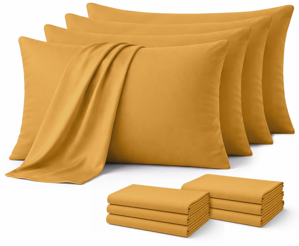 Aspire Homeware Ochre Pillow Cases 10 Pack – 100% Brushed Microfiber Premium Pillowcases Super Soft Envelope Closure Pillow Cover (50x75cm) — image 1