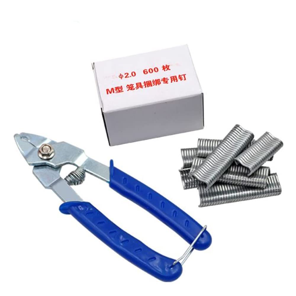 CJ farms-Hog Ring Pliers & 600 Hog Rings M Nails for Chicken Quail Pigeon Pet Cage Poultry Clamp Installation Tools Fences Netting Tags Traps Cage