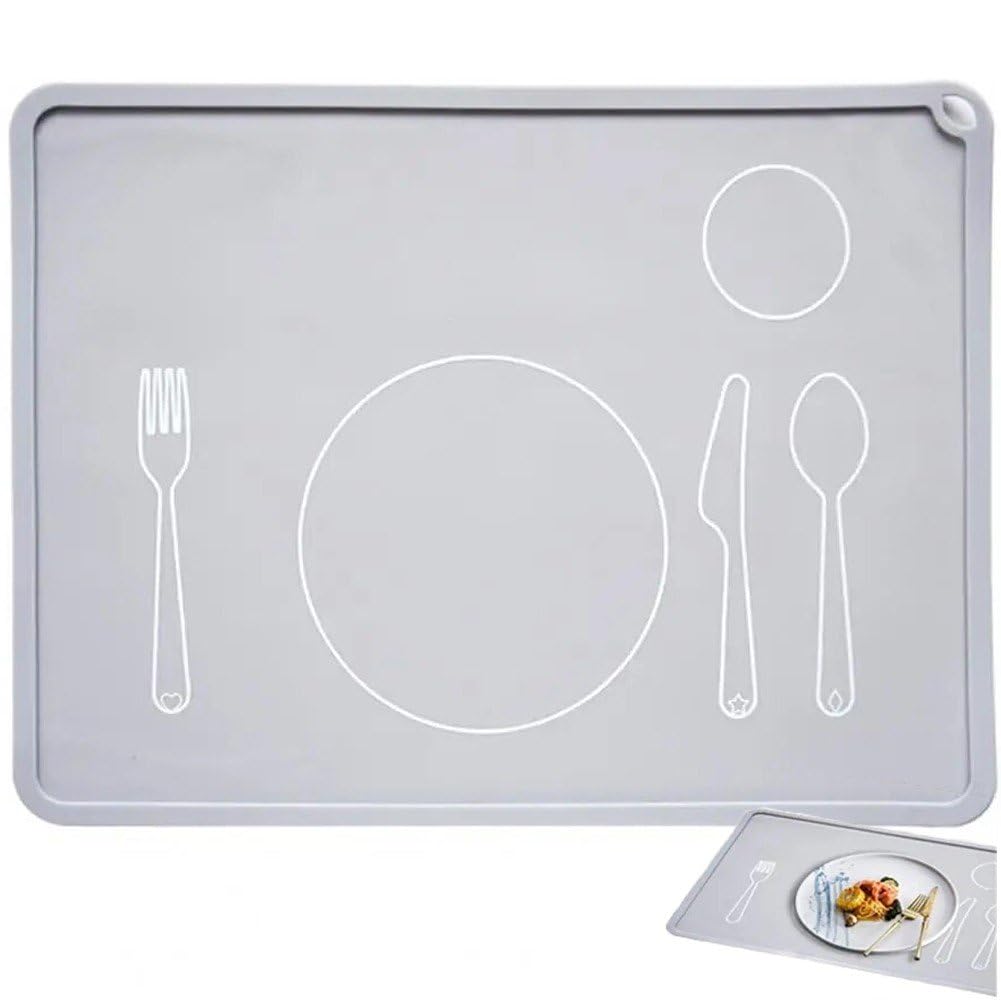 Wudaizhi Montessori Toddler Silicone Placemat, Non-slip, Easy-to-clean, Dining Mat for Setting the Table, Montessori Practical Life, Eco-friendly