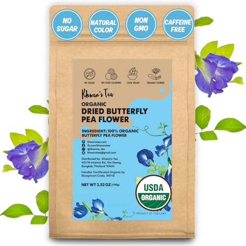 KHWAN'S TEA Organic Dried Butterfly Pea Flowers