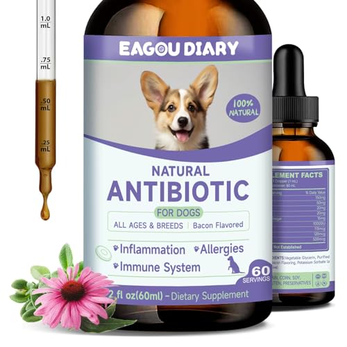 Antibiotiques pour Chiens - Soulagement Allergies Chien, Soulagement Peau Qui Démange, Renforcement Système Immunitaire Chiot, Vitamines, Échinacée, Compléments Herboristiques Infection Levure