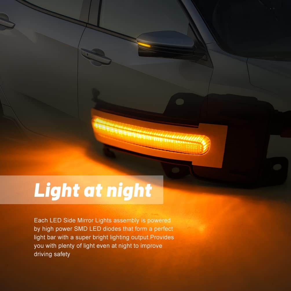 NJSBYL Sequestial Amber LED Side Mirror Turn Signal Lamps Assembly For 2021 2022 2023 Acura TLX MDX Led Mirror Puddle Marker Tow Blinker Light Parking Lights Smoked Lens