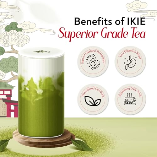 Image of IKIE Matcha Green Tea Powder 50g | No Additives | Organic Japanese Matcha, Premium Grade, Stone Ground | Shizuoka Origin | Ideal for Lattes & Smoothies | Boosts Focus