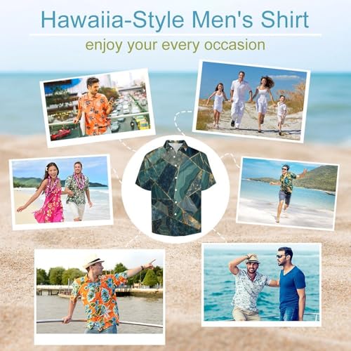 Chemise Hawaïenne Homme Art Déco en Marbre Géométrique à Manches Courtes - 5