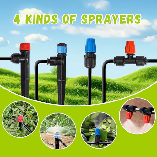 Kit d'irrigation goutte à goutte 70m avec système d'arrosage automatique et buses réglables - 3