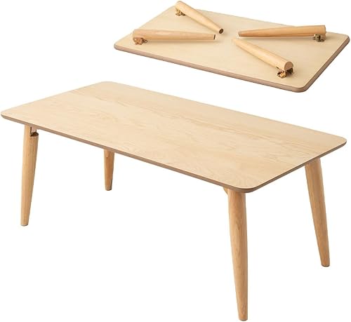 Miniatura 10 de EMOOR Mesa auxiliar plegable de madera, rectangular, pequeña (17.7 x 23.6 pulgadas), nogal, mesa baja para sentarse en el suelo, espacio pequeño,