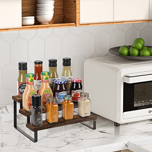 Yinmit Wood Display Riser Stand, Wooden Display Riser Shelf, 3 Tier Kitchen Counter Shelf Spice Rack Organizer, Tiered Countertop Display Shelf For Perfume, Makeup, Figure, Dolls Collection, Condiment #TOP7