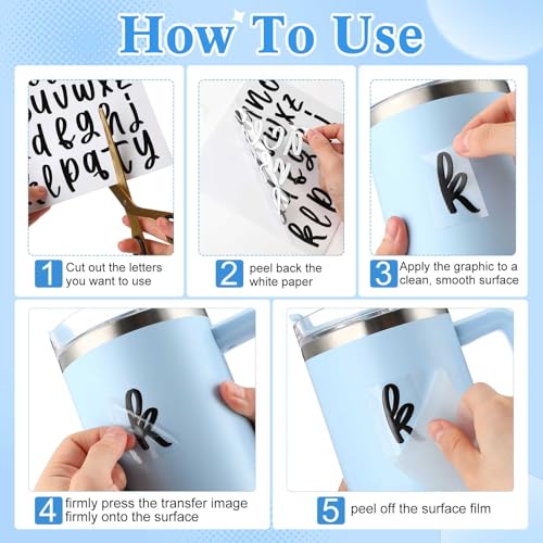 Image of Humyoun 6 Sheets UV DTF Cup Wrap Name Stickers for Water Bottles Waterproof Custom Vinyl Decals Personalized Lettering Gift Stickers for 14-40oz Tumbler Cups Mugs DIY Craft (Black)