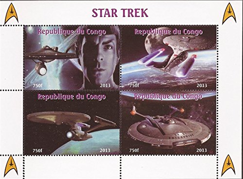 Star Trek TV show mint never hinged stamp sheet with images of Spock and the Starship Enterprise / Congo / 2013