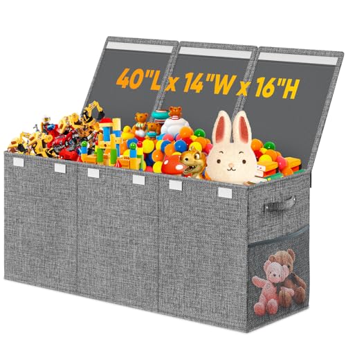 Extra Large Toy Storage Box with Lid Divider 40" x 14" x 16"