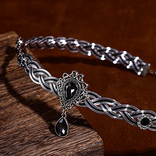 Coteeza Handmade Viking Crown Fairy Circlet Headpiece Medieval Crystal Rhinestone Tiara Renaissance Headband Festival Costume Hair Accessory For Women Men Cosplay Wedding Carnival Party #TOP5