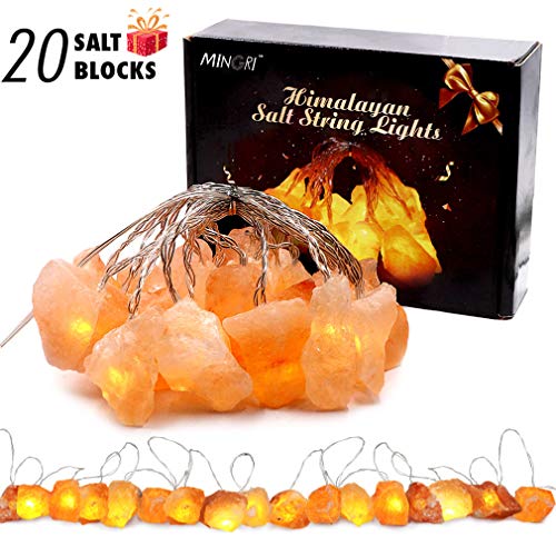 MINGRI Led String Light Himalayan Salt lamp with Rock,USB Fairy Light Night lamp,Natural